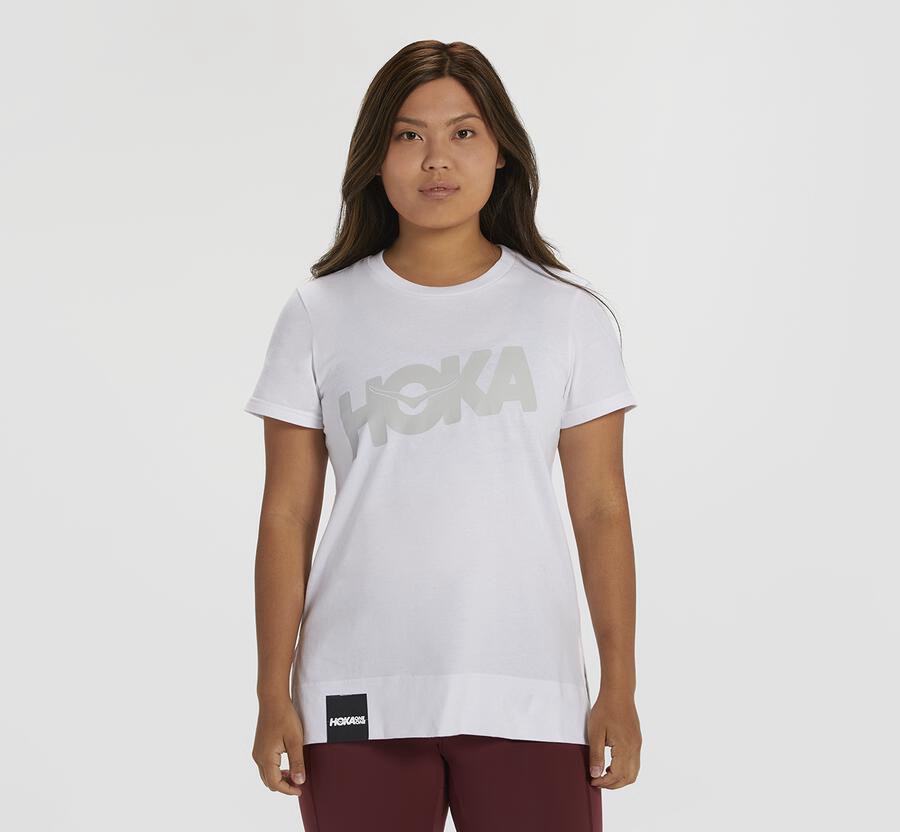 Hoka One One Tシャツ レディース 白 - ブランド - MD5872694